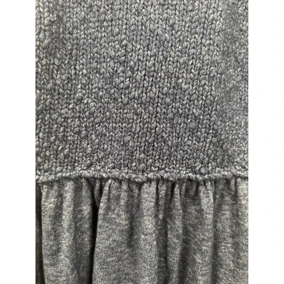 Free People Mountain View Crochet Knit Babydoll Sweater Tank Tunic Dress Navy L - Picture 4 of 7